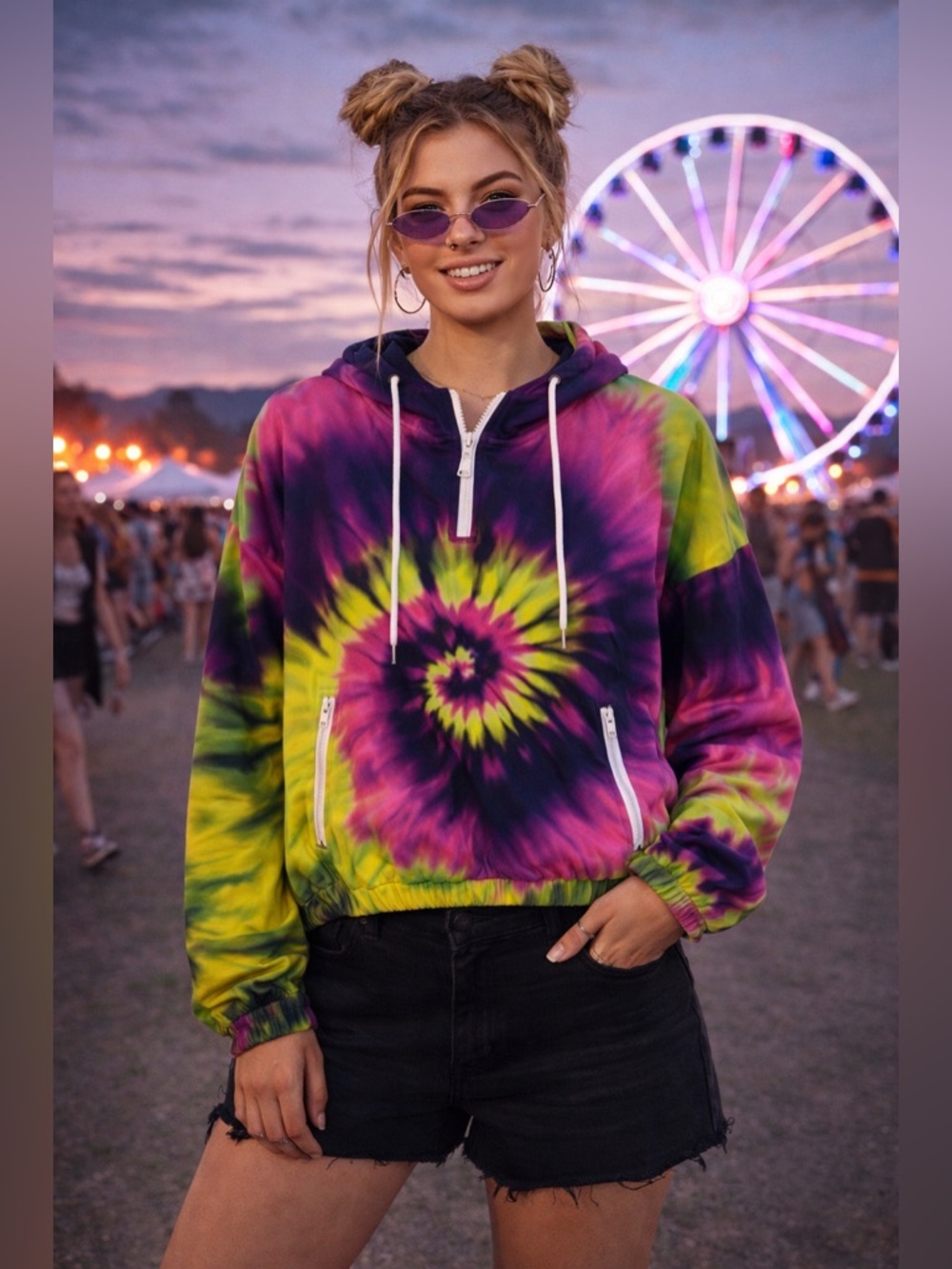 Streetwear Society Tie Dye Windbreaker Large Cropped Festival